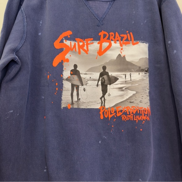 Polo Ralph Lauren Men's Vintage Surf Brazil Sweatshirt Blue Size Large NWT - Picture 8 of 15